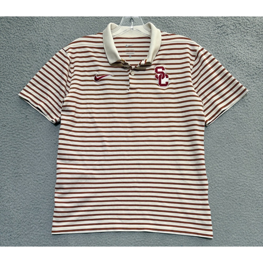 Nike Dri-Fit USC Trojans striped polo shirt Womens size Small